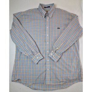 Perlis 1939 Mardi Gras Plaid Shirt Men XXL Crawfish Logo Purple Green Gold